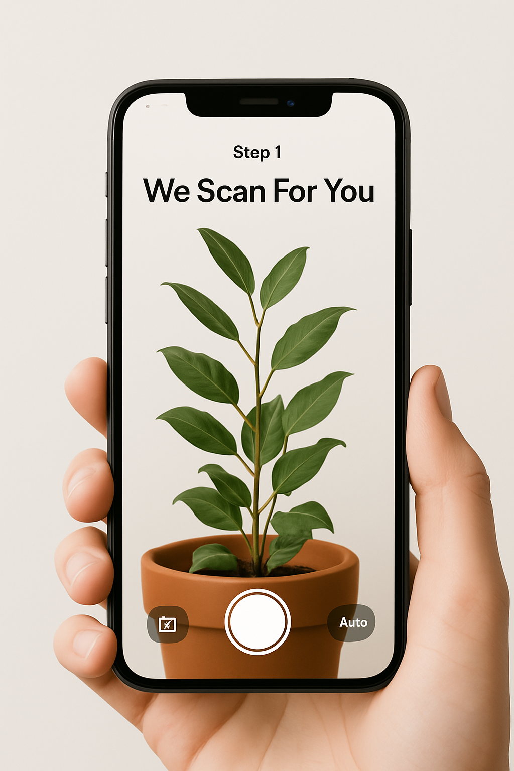 Plant identification app step 1 - camera interface