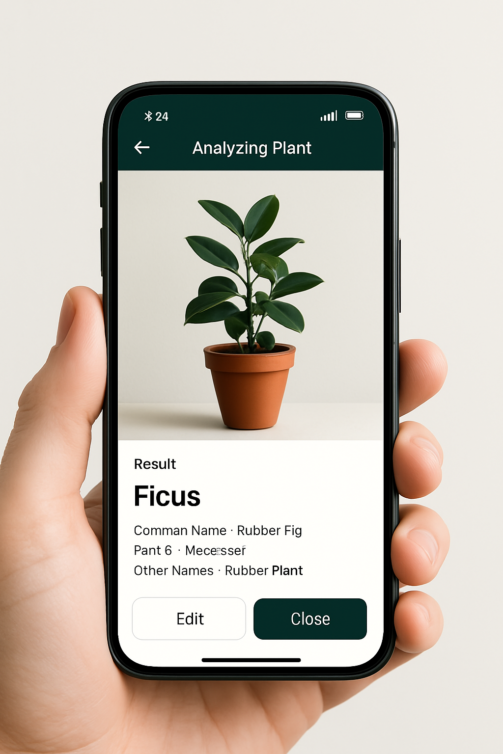 Plant identification app step 2 - analysis results