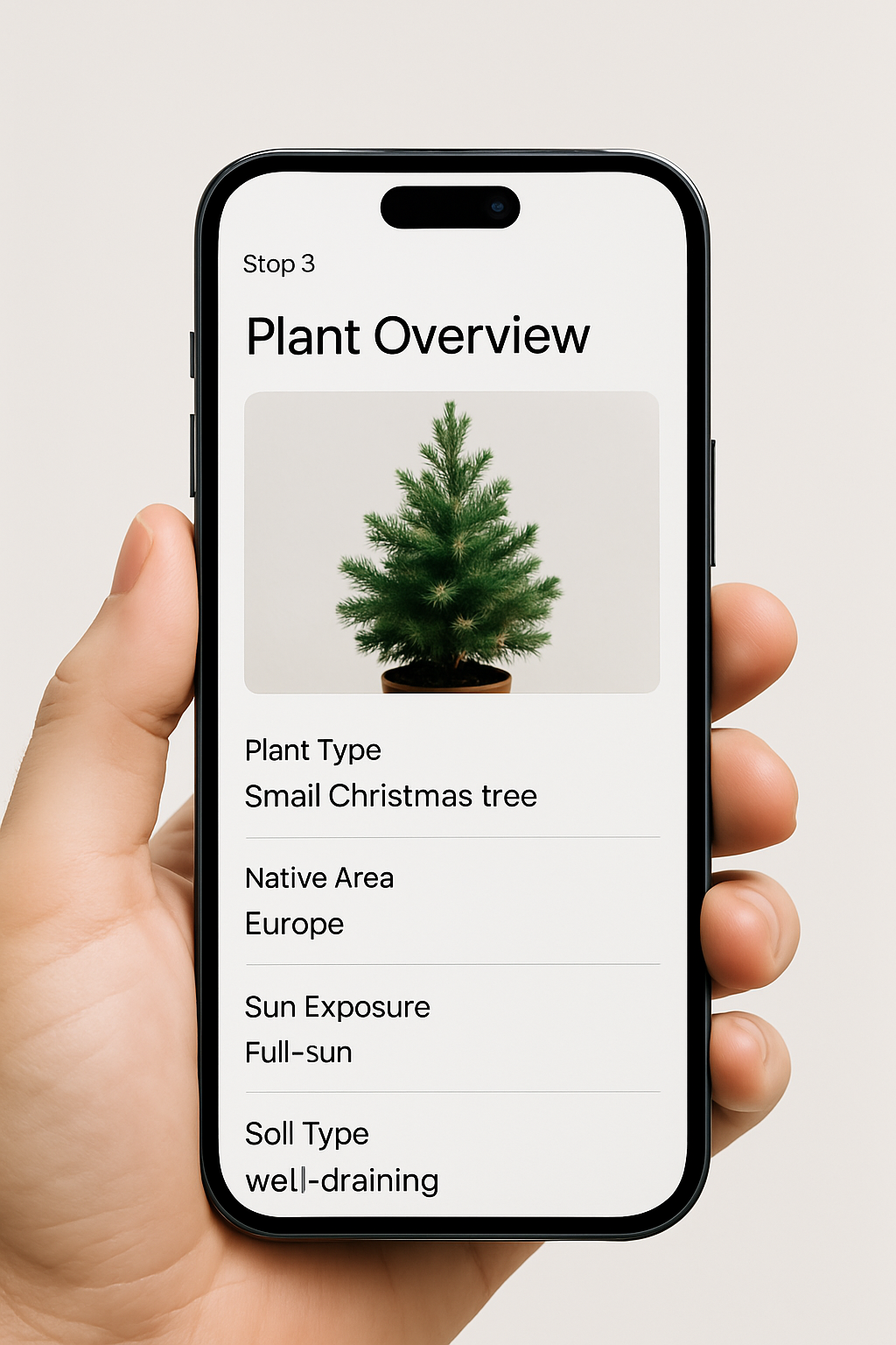 Plant identification app step 3 - detailed plant information